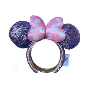 Disney Parks Minnie Mouse Purple Sequin Ears Pink Puffy Polka Dot Bow NWT 2